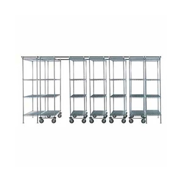 Nexel Space-Trac, 7 Unit, Chrome High Density Shelving, 48inW x 18inD x 88inH, 14ft Length B2177924 - main